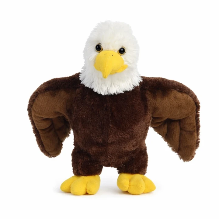 Custom 12 inch eagle plush toy with imprinted logo bandana for promotional use