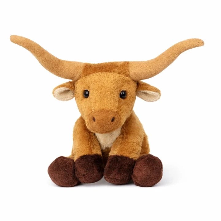 custom 6 inch plush longhorn bull with vest and printed logo