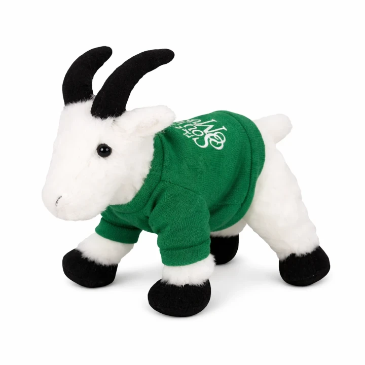 custom 8 inch plush mountain goat with t-shirt and printed logo