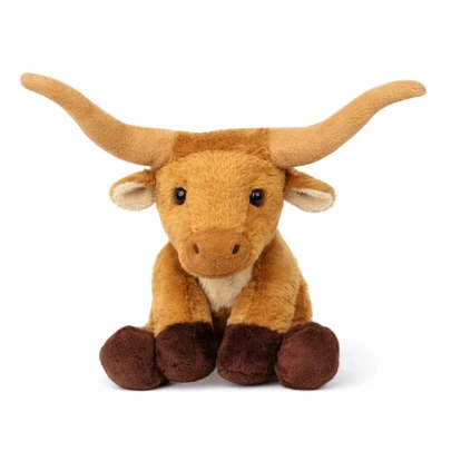 custom 6 inch plush longhorn bull with vest and printed logo