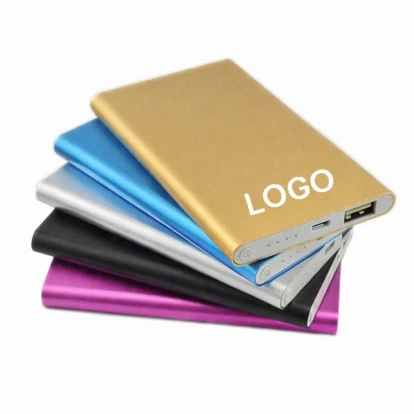 custom slim metal power bank 2000mah with logo printed